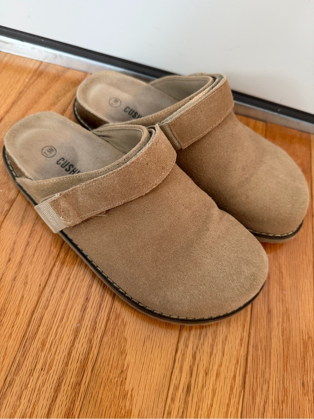 Cushionaire Suede Slide Clogs in Tan